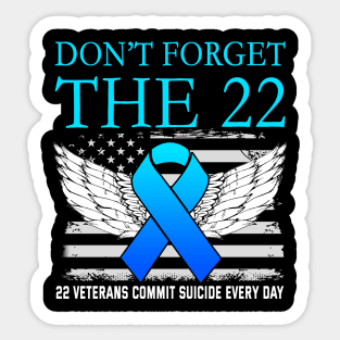 Don't Forget The 22 Veterans PTSD Suicide Awareness Sticker